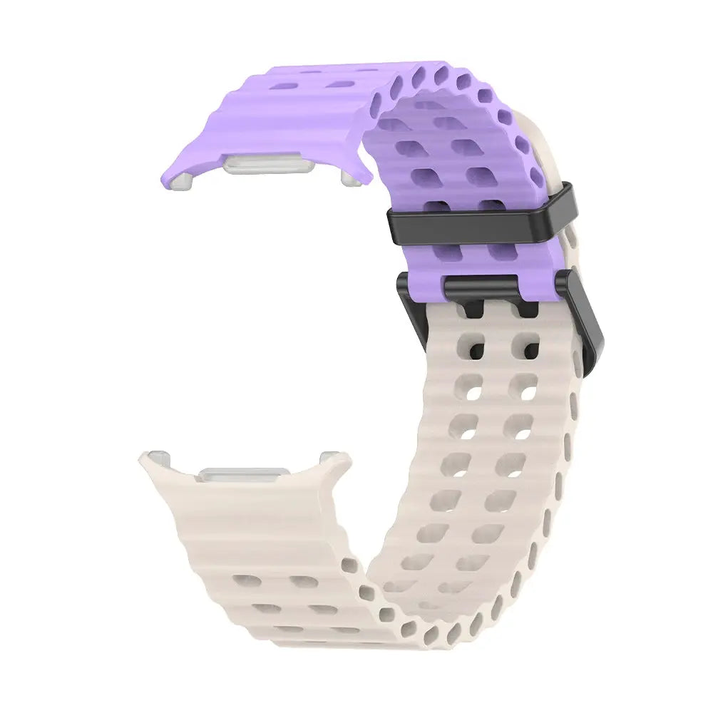 NEW Marine Silicone Strap For Samsung watch ultra 47mm Bracelet No Gaps Sport two-tone Band for Galaxy 8 ultra watchband 2030