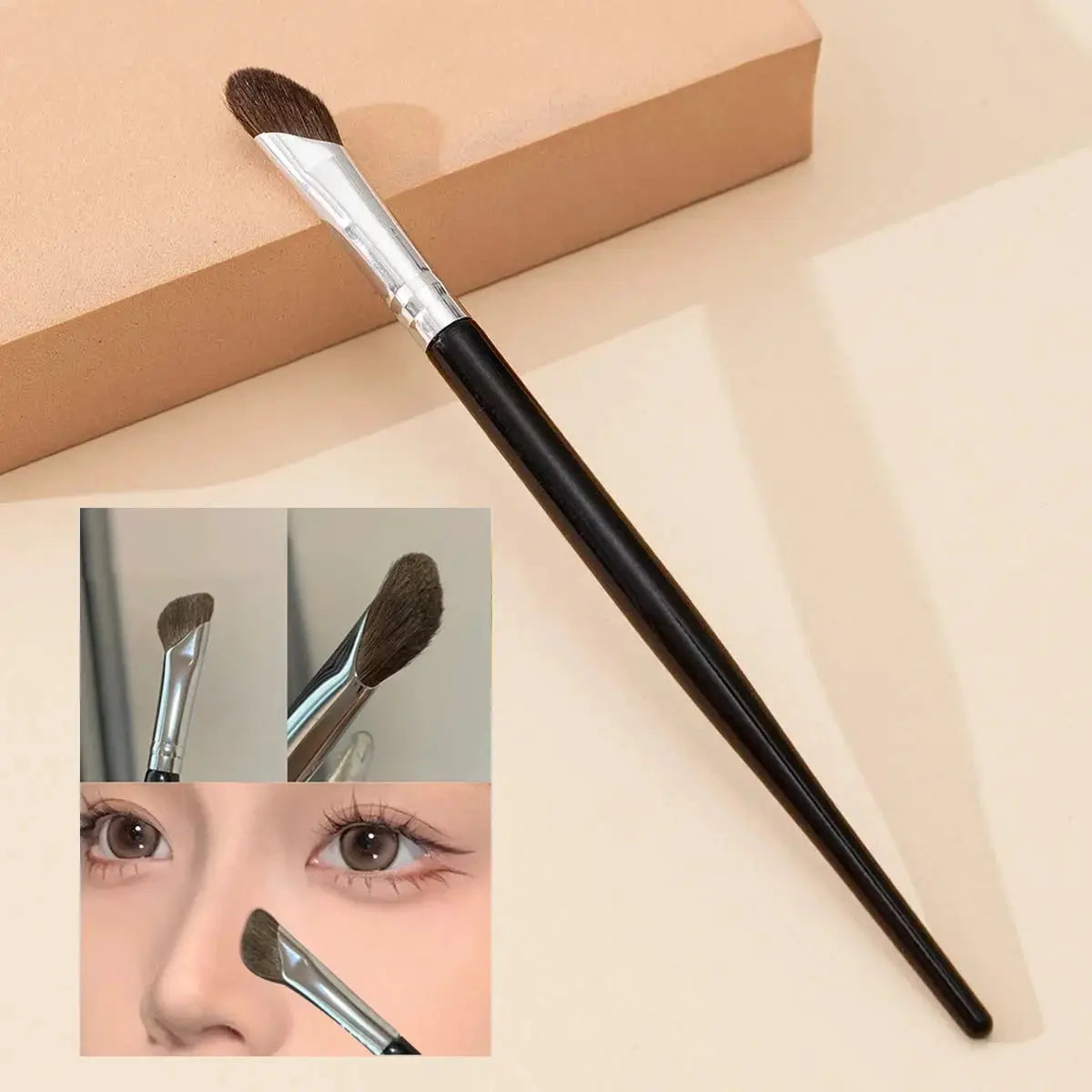 LunaContour 3D Nose Contour Brush With Sickle Shaped Head For Precise Nose Sculpting