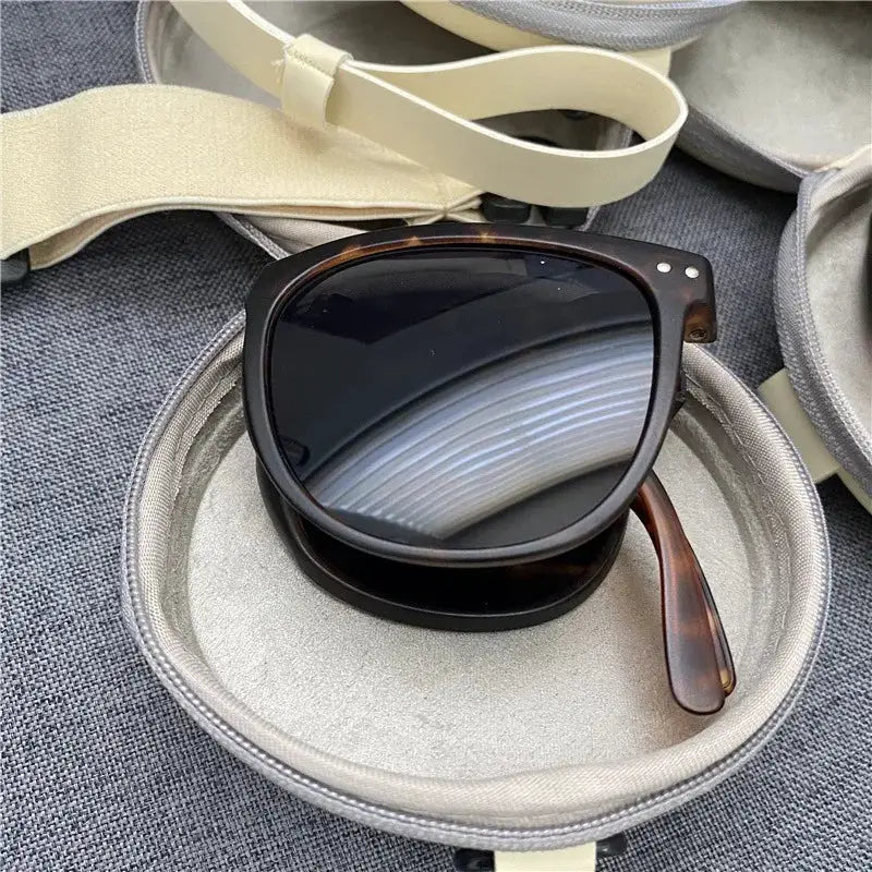 PulseFold Foldable Square Frame Sunglasses for Men and Women UV Protection Ultra Compact for Driving Outdoors