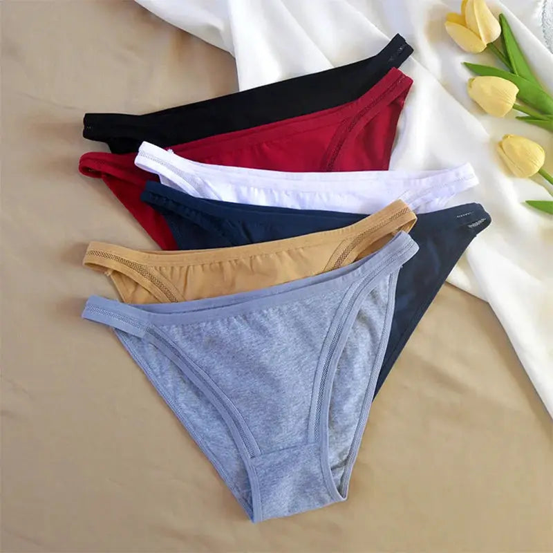Women’s cotton bikini panties, assorted solid colors, 6-piece set by Simples Market