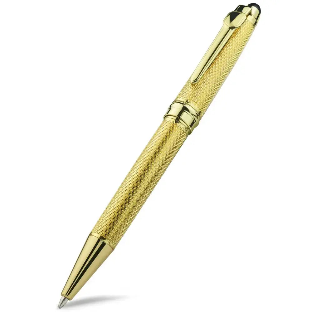 Ballpoint pen gold-tone, textured barrel with clip, retractable, elegant gift pen