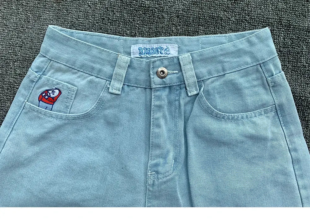 Y2K Embroidery Baggy Boy Jeans Women Streetwear Gothic Denim Trousers