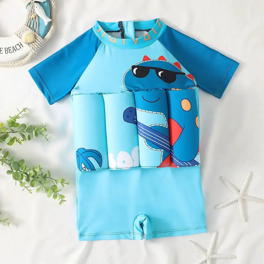 Childrens Buoyancy Swimwear One Piece Rash Guard With Cartoon Print Floating Bathing Suit For Boys And Girls Ages 0 To 6