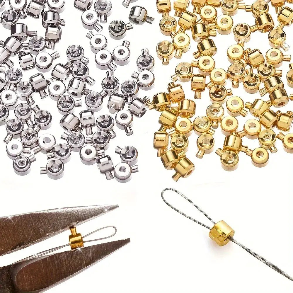 20 Pcs 3x4mm Copper Positioning Buckles Clasps With Bead Caps For DIY Necklace And Bracelet Connectors