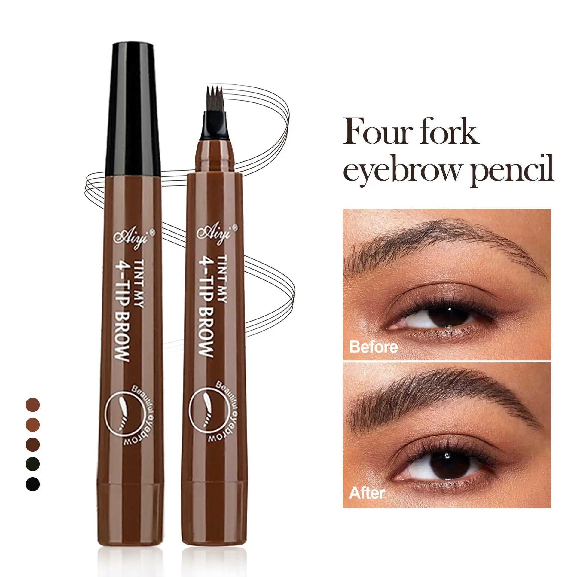 NovaBeauty Four Pronged Eyebrow Pencil All Day Waterproof Smudge Proof Brow Definition