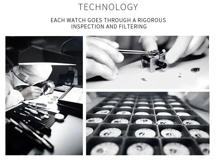 CURREN 8250 men's watch manufacturing process with tweezers and watch components