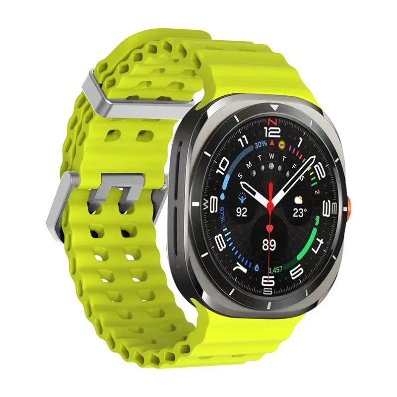 Marine Band silicone strap for Samsung Galaxy Watch Ultra 2 47mm, neon yellow sports bracelet by Simples Market