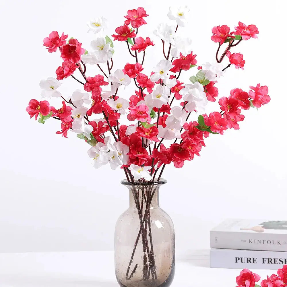 Peach Blossom Artificial Flowers Bouquet Silk Flowers For Home Decor Garden Wedding Decoration Outdoor Vase Ornament Set