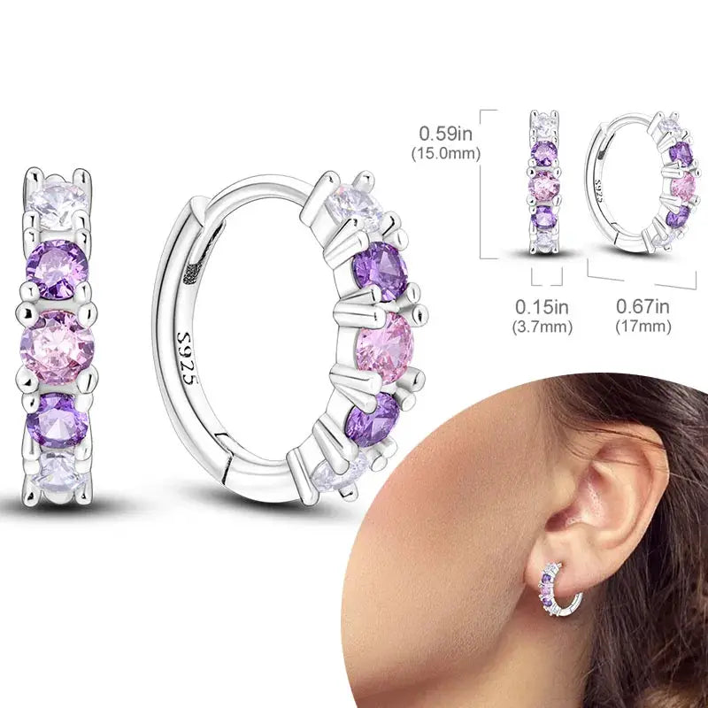 925 Sterling Silver Hoop Earrings Hypoallergenic Zirconia Hoops For Women Girls High Quality Fashion Jewelry