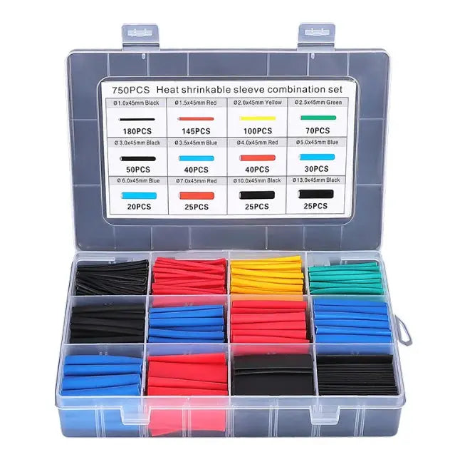 Heat Shrink Tubing Kit 127 To 750 Pcs Polyolefin Thermoresistant Insulation Sleeving For Electrical Wires And Cables