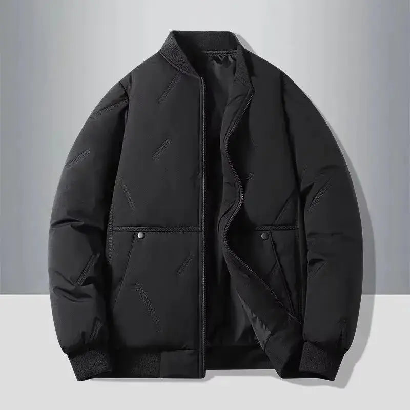 Simples Market black baseball-collar cotton jacket for men with zip front and snap pockets