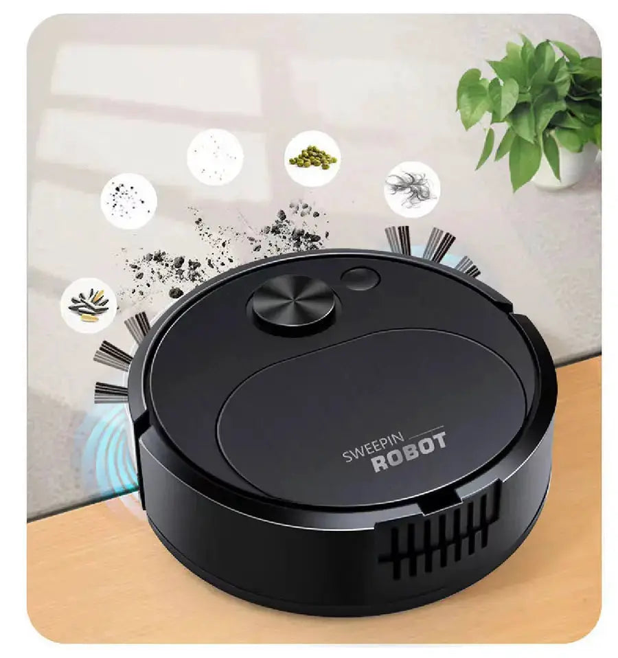 USB 3-in-1 sweeping robot vacuum by Simples Market, black wireless cleaner for home/office