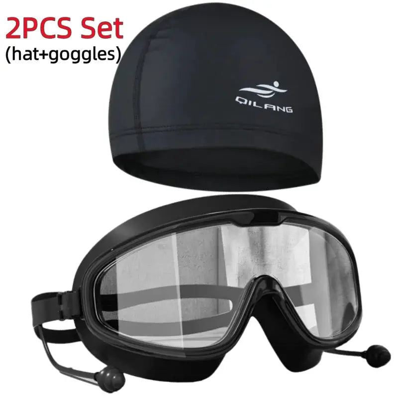 Big Frame Swimming Goggles For Adults With HD Wide View Anti Fog UV Protection Leak Proof Seal Quick Release Clasp