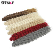 Ariel Curl Water Wave Crochet Hair bundles, SEENICE, six-pack in ombre browns, blondes, reds and grays.