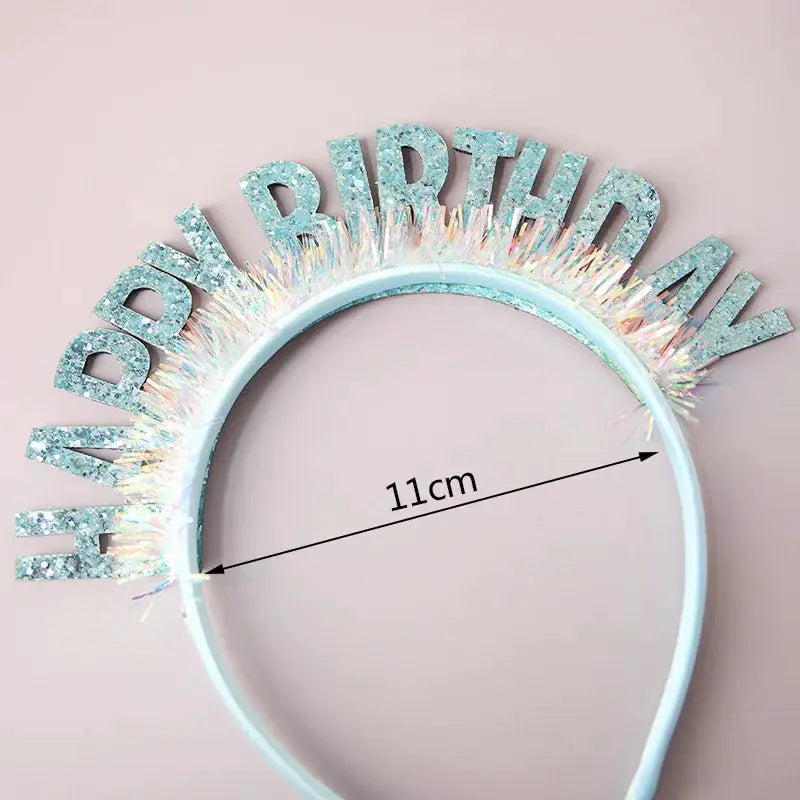 Glitter Happy Birthday Sequin Headband Birthday Decoration for Kids and Adults Pink Silver Blue Headbands