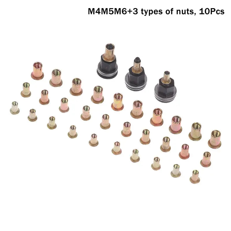 10 Piece Hand Rivet Nut Tool Set Manual Riveter Kit With M3 To M12 Nut Heads For DIY Repair