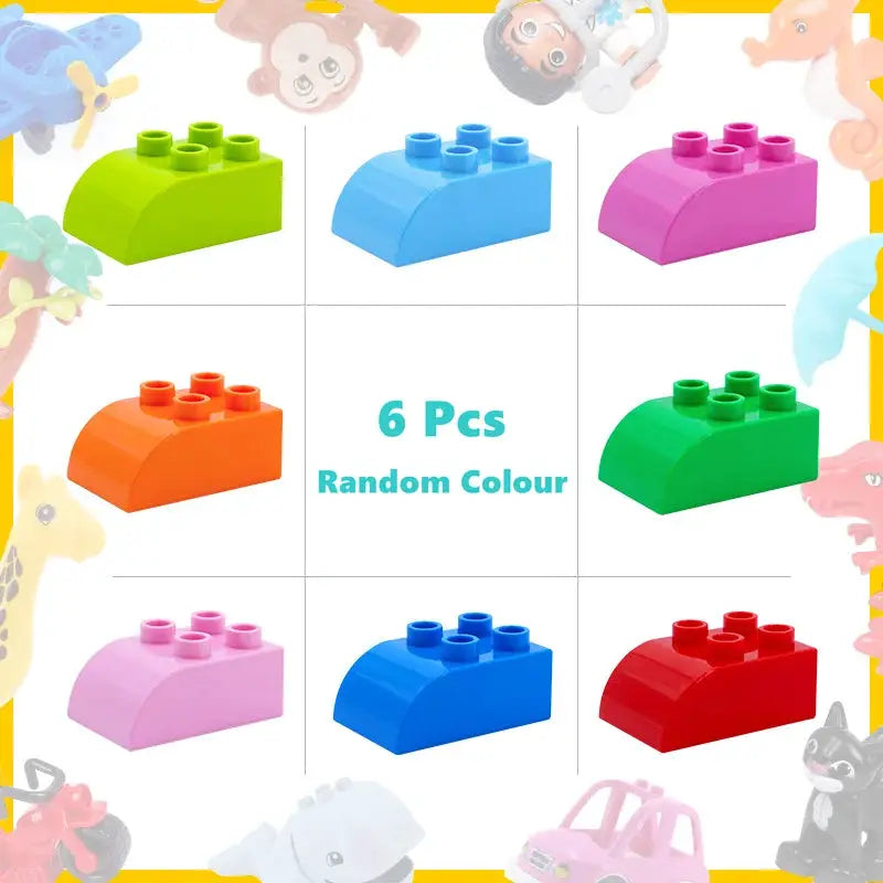 6 Piece Big Building Block Accessories Compatible With Enlighten Large Bricks Foundation Blocks Educational Toy