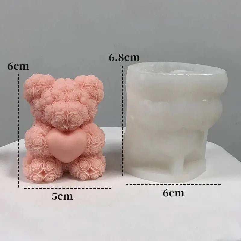 3D Bear Hug Silicone Candle Mold for Diy Crafts Cute Bear Shape Resin Soap Plaster Mold Home Decor Gift - Simples Market