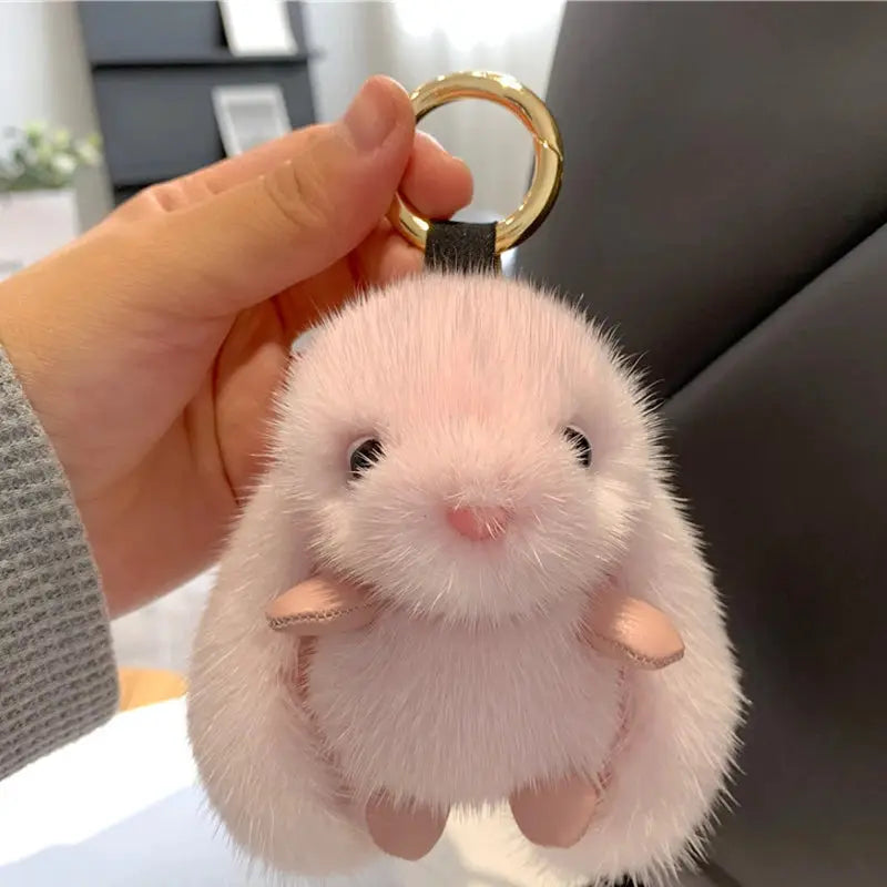 15cm Fluffy Rabbit Fur Pom Pom Keychain Bunny Toy Bag Decoration Soft Cute Gift for Girls