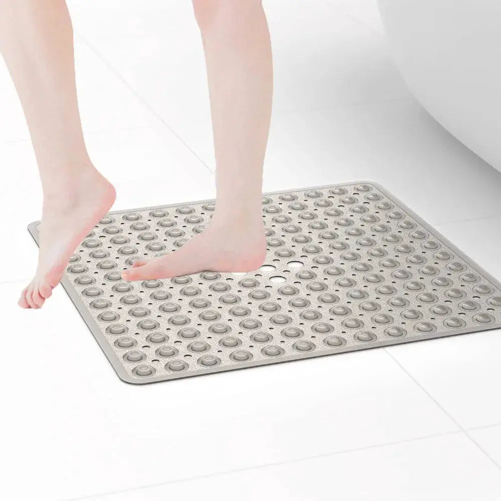 Shower mat by Simples Market, gray 53x53cm PVC anti-slip square bath mat with suction cups
