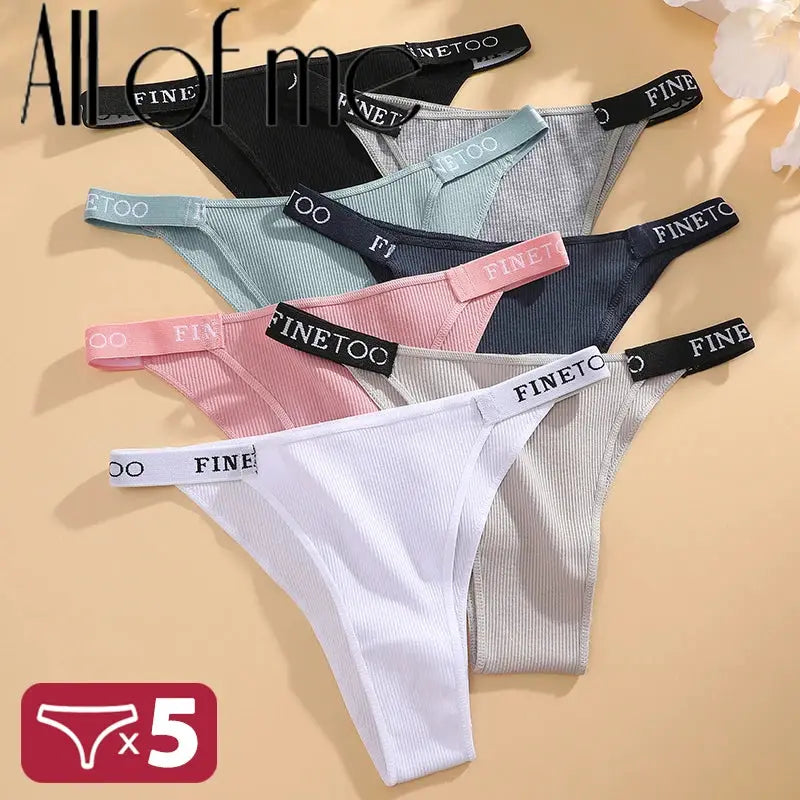 Women’s cotton panties 5-pack by Finetoo, low-rise briefs in assorted colors