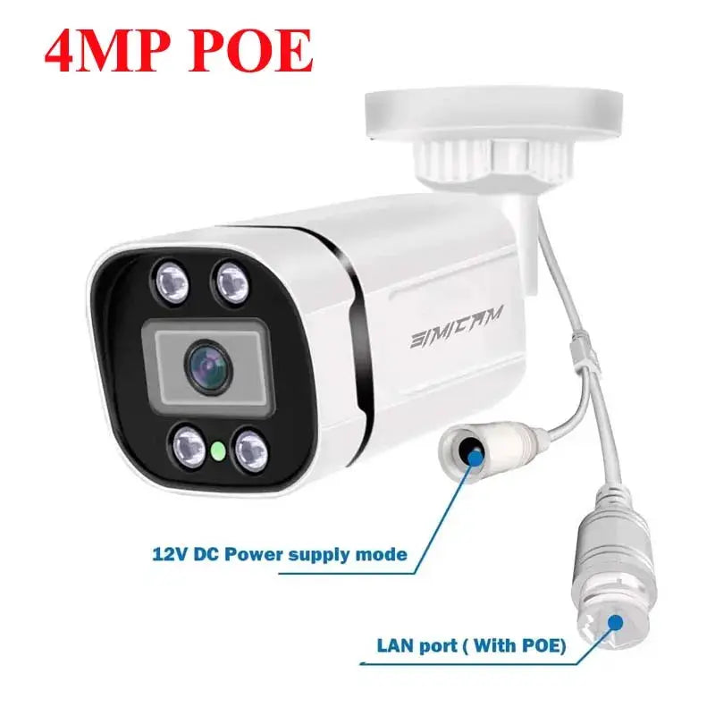 Simples Market 4MP POE ONVIF bullet IP surveillance camera with night vision, weatherproof white