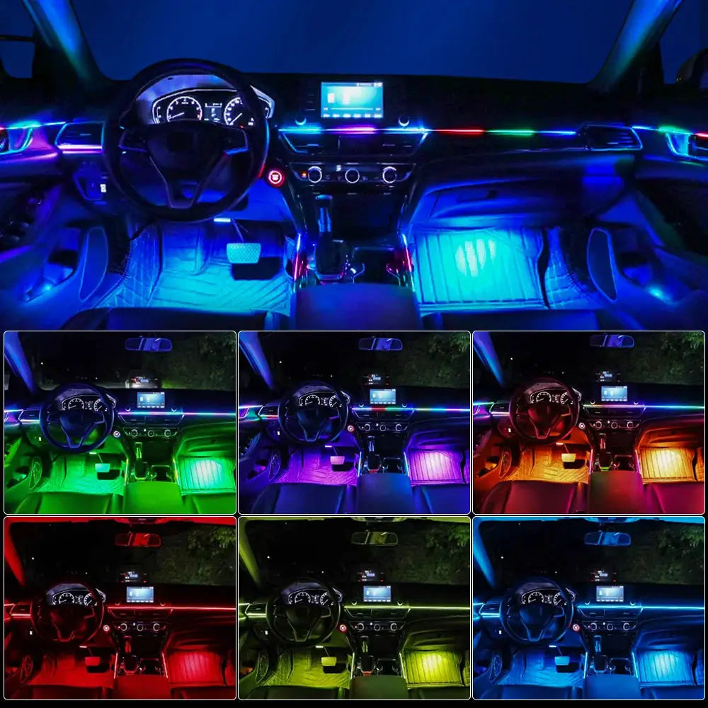14 And 18 Inch LED Car Ambient Light Kit RGB Color Symphony Acrylic Lamp With App Control One Zone Dual Zone