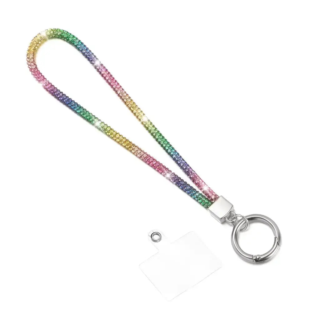 Glitter Rhinestone Phone Lanyard Crystal Wrist Strap Anti Lost Keychain Hanging Accessory For Secure Phone