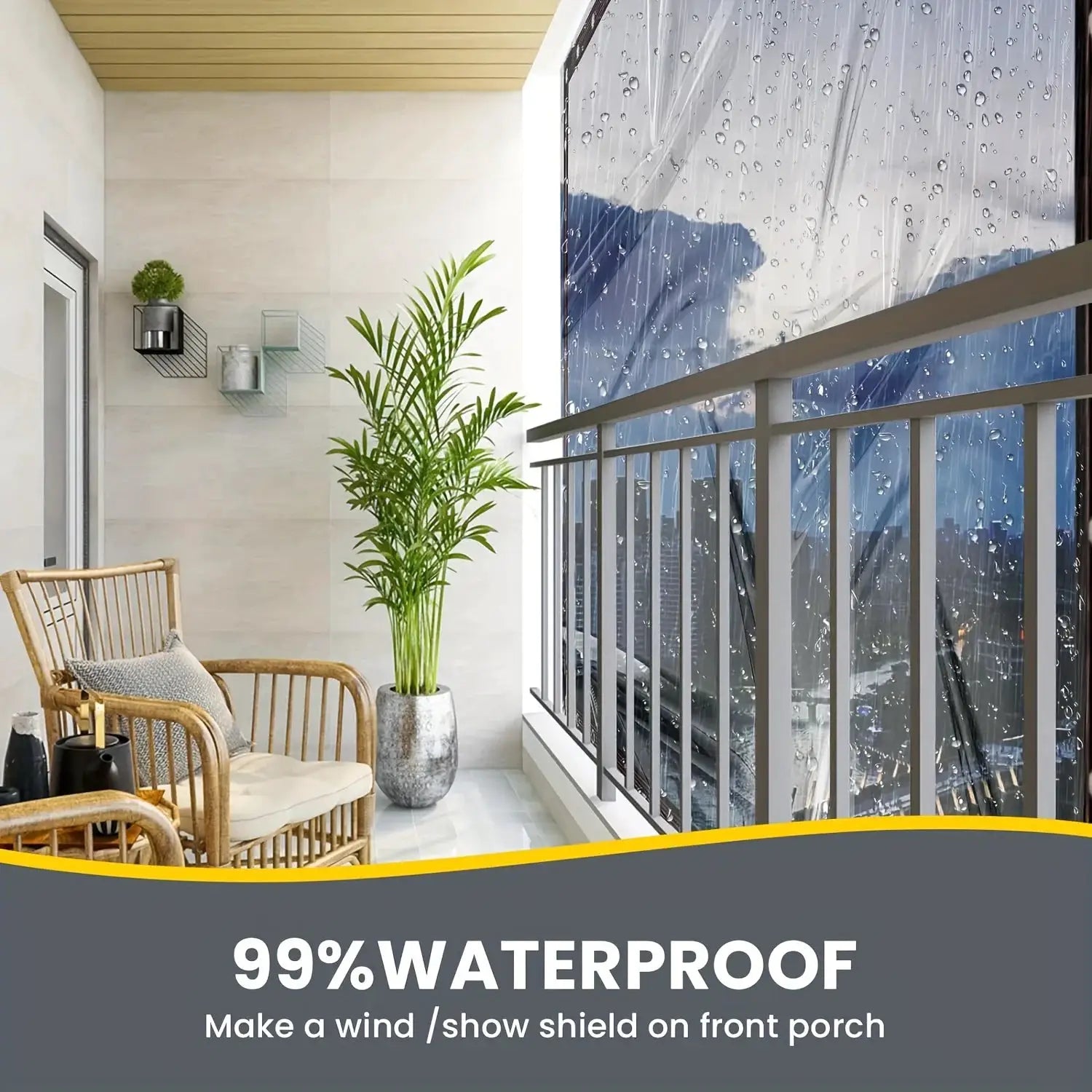 Clear Waterproof Tarp With Grommets For Patio Henhouse Porch Canopy Plant Camping Outdoor Covering