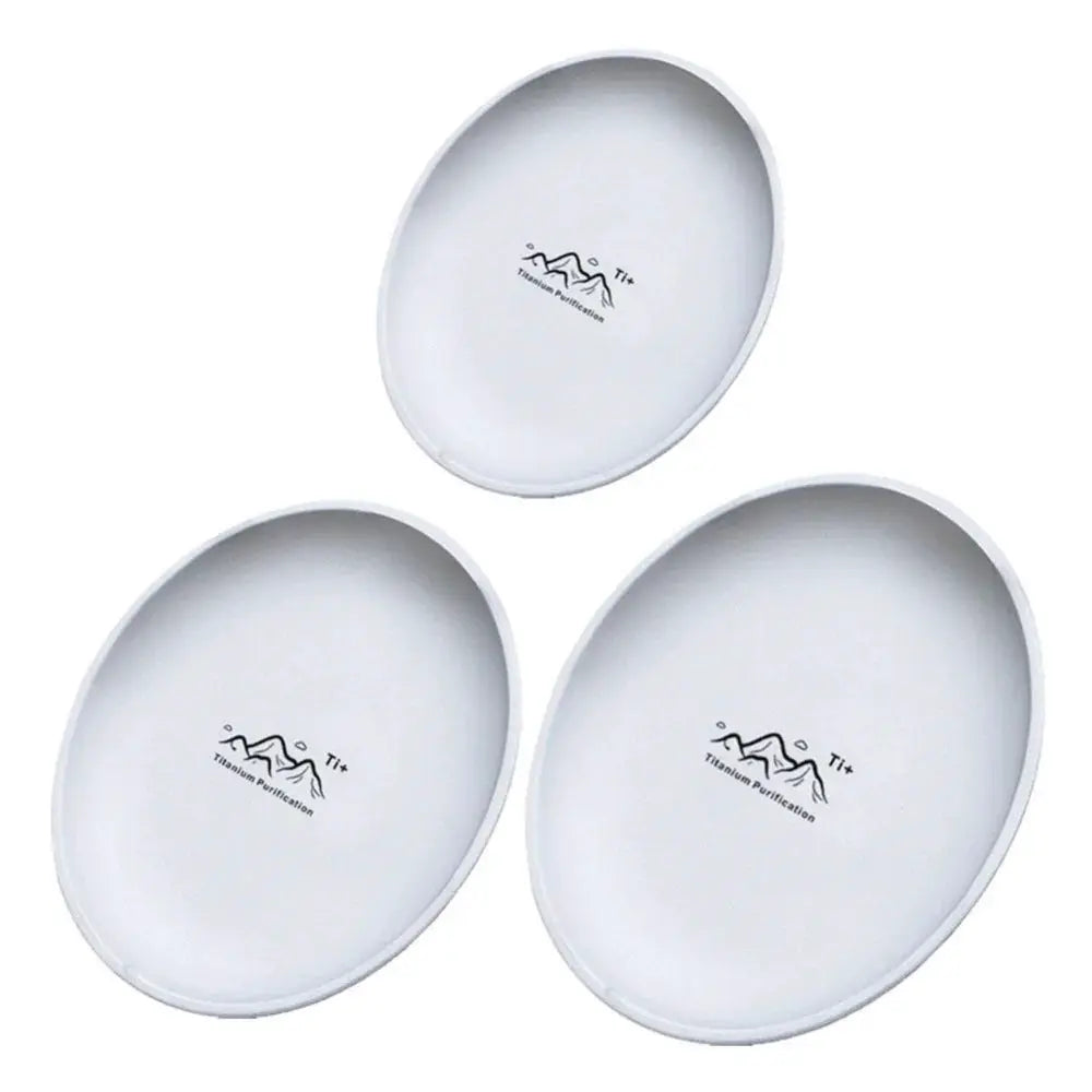 Simples Market titanium camping plates set of 3, round frosted lightweight reusable tableware.
