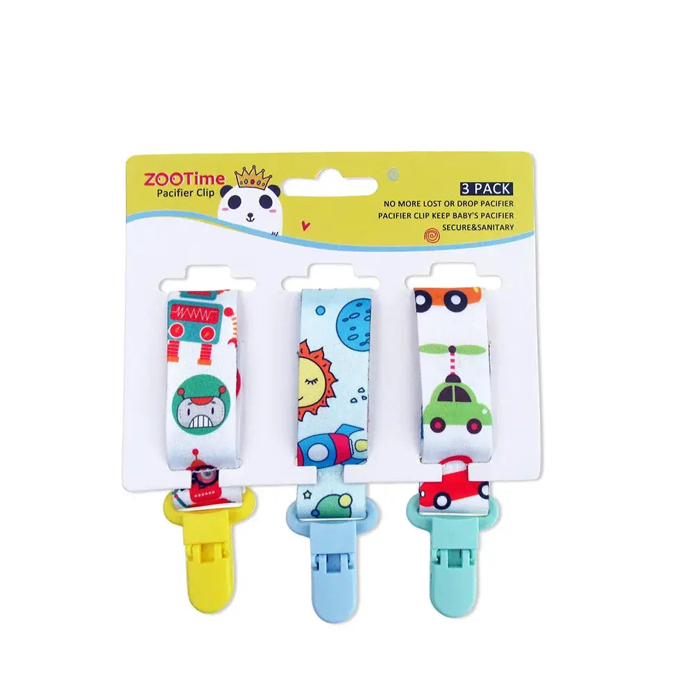 Three Piece Baby Pacifier Clip Set Personalized Cartoon Print Clip Nipple Holder For Baby Safe Plastic Nylon
