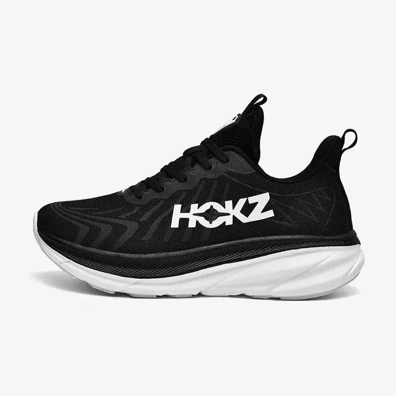 HOKZ black running shoe with white midsole, lightweight breathable mesh