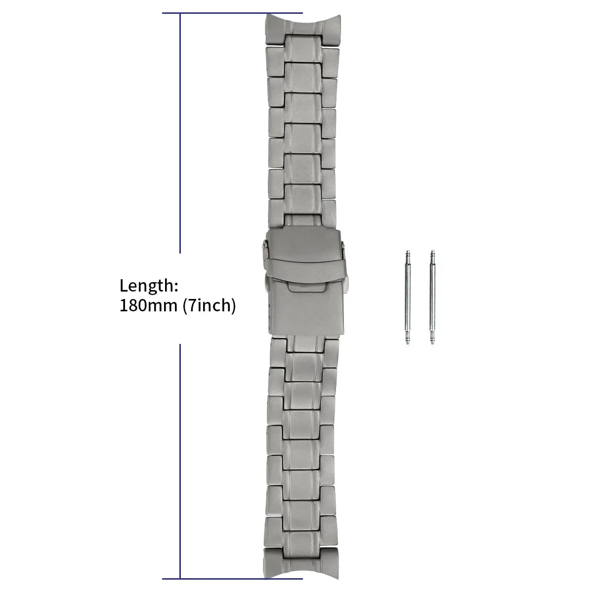 Full titanium 20mm watch bracelet with quick-release clasp for BERNY T2566MS/T2576MS, 180mm length, includes 2 pins
