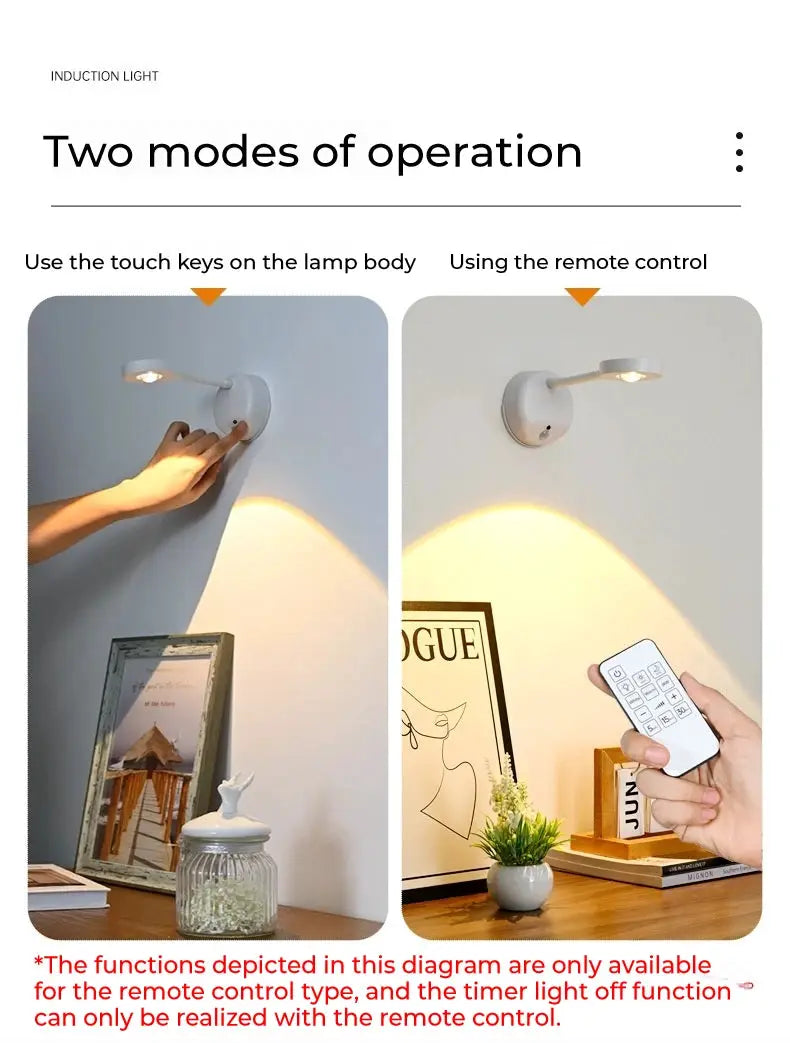 Simples Market HPH USB rechargeable white wall light with touch and remote control modes, dimmable LED spotlight