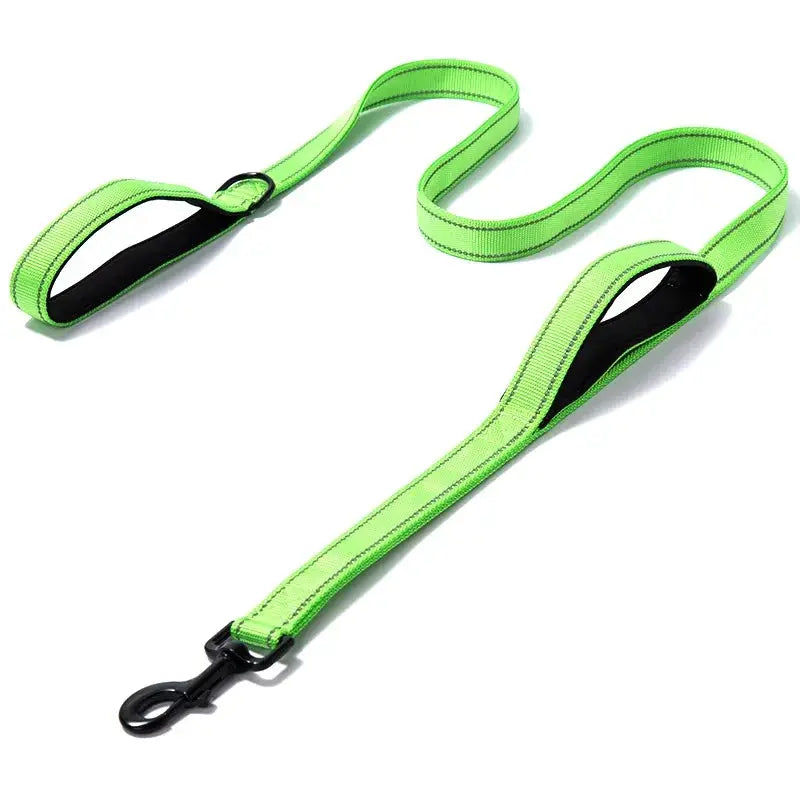Heavy Duty Double Handle Dog Leash For Outdoor Travel And Training With Enhanced Control And Safety