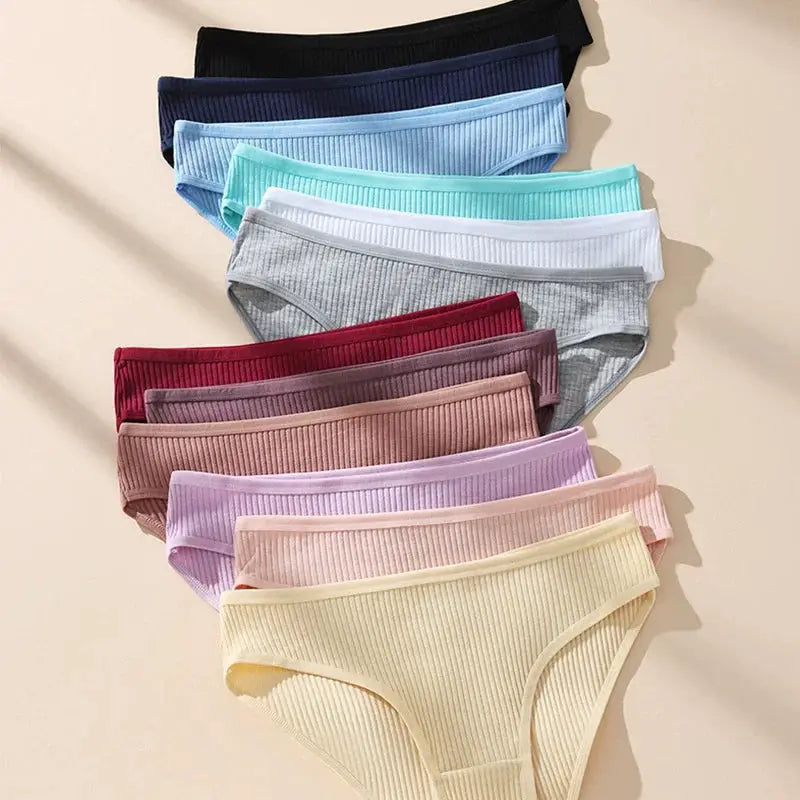 7-pack women's cotton ribbed low-rise briefs in assorted solid colors