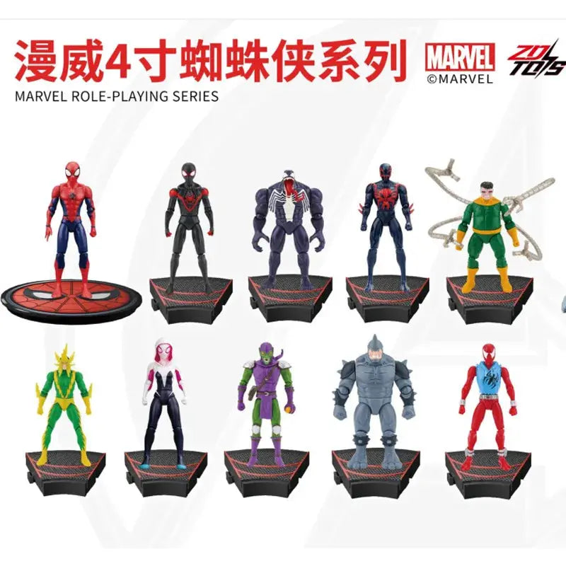 ZD Original Spider Man 4Inch Action Figures Green Goblin Doctor Octopus Venom Gwen Electro Scarlet Spider 2099 Rhino