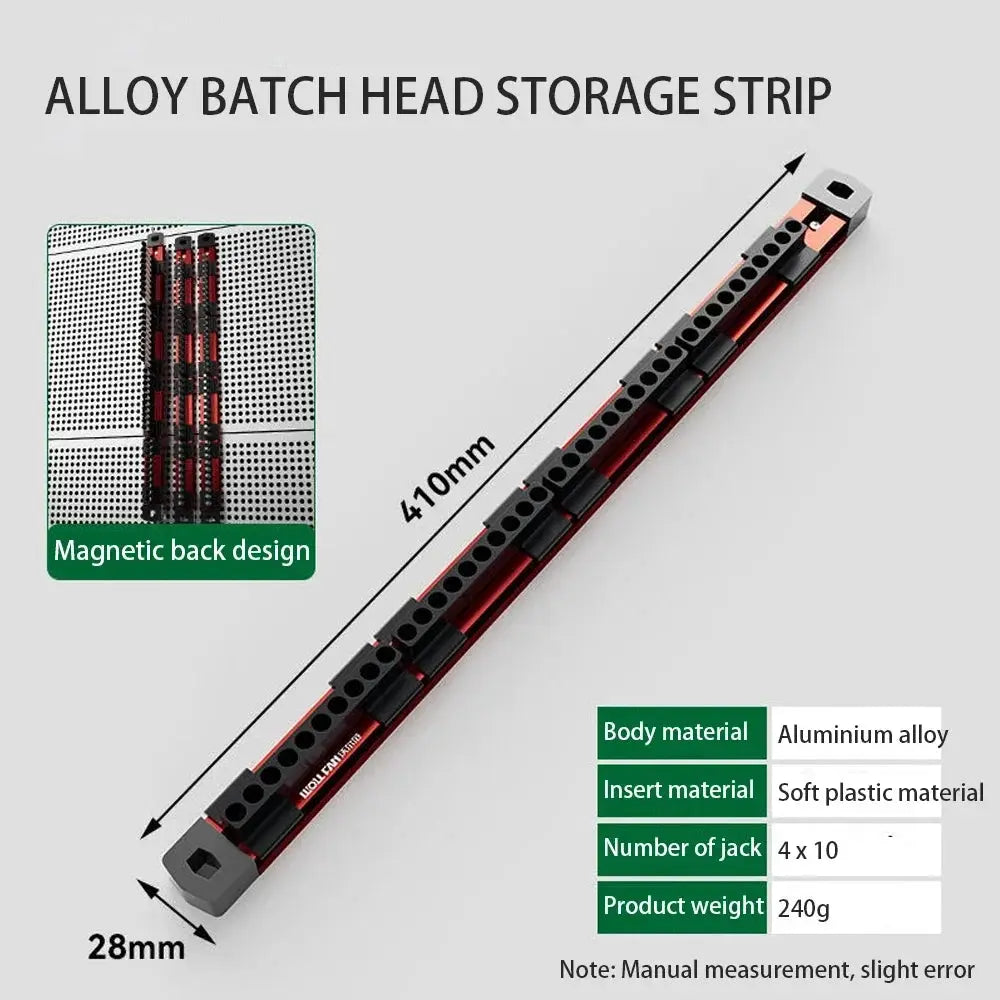Simples Market magnetic screwdriver bit holder organizer, red/black aluminum alloy, 40-slot with magnetic back