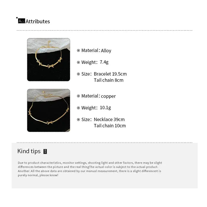 Bowknot Blade Choker Necklaces For Women Simple Temperament Collarbone Chain Fashion Jewelry