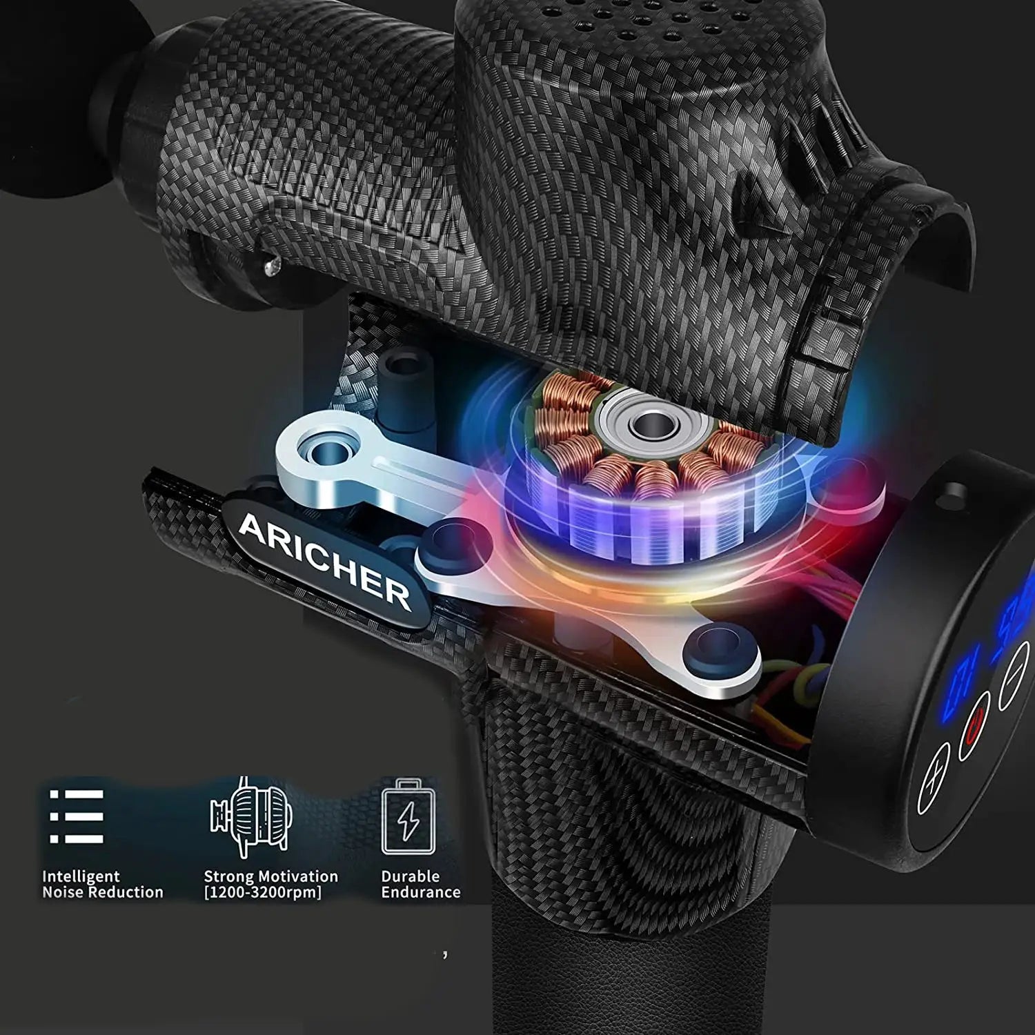 Fascial massage gun by Simples Market, black carbon-fiber body for full-body deep tissue relief