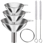 Food Grade Stainless Steel Funnel Set For Oil, Spices And Bottles, Compact Kitchen Essential