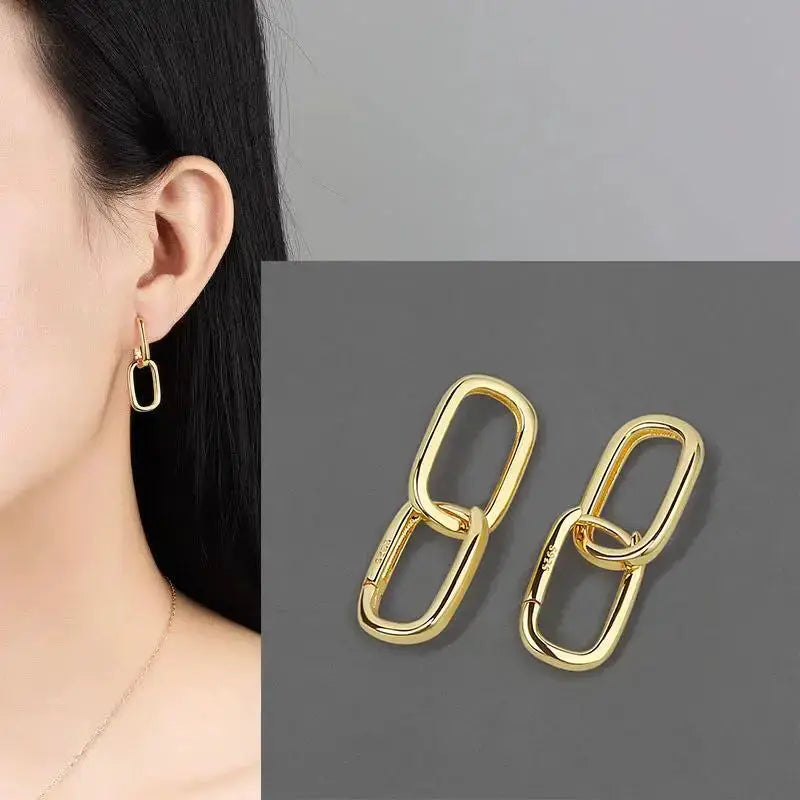 925 Sterling Silver Star Hoop Earrings For Women And Girls Trendy Original Hip Hop Style Jewelry Gift