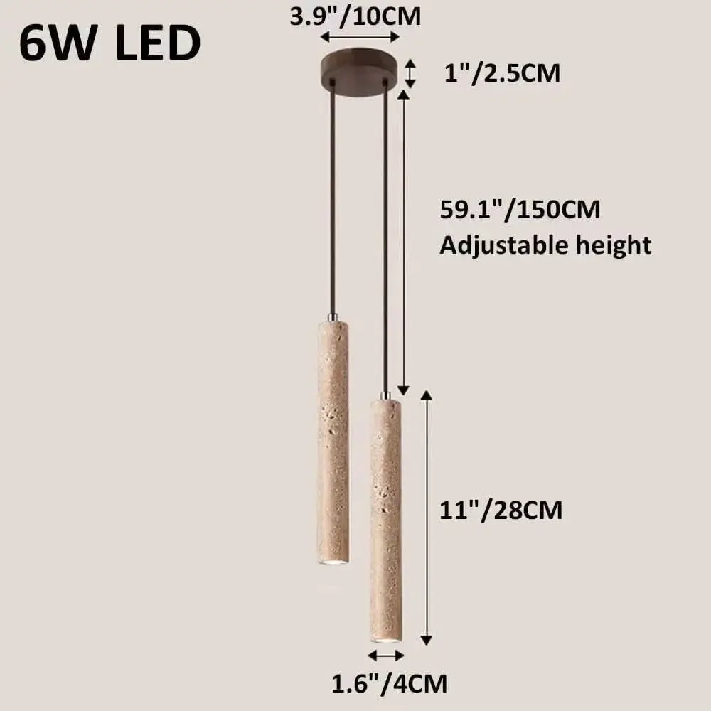 Simples Market 6W LED pendant lamp with long wood tubes, adjustable height, Japanese-style bedroom chandelier