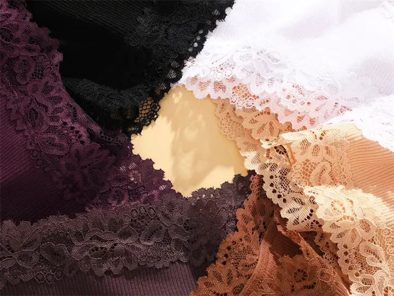 3-piece floral lace panties set for women in assorted colors; seamless low-rise briefs