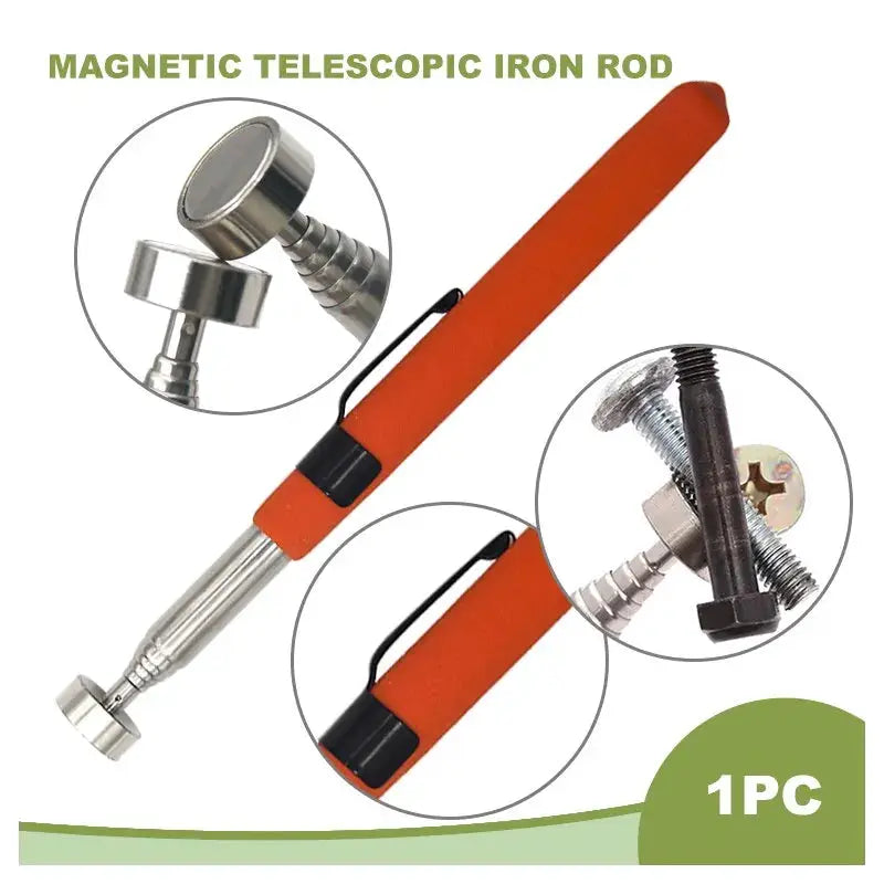 8 Pound Magnetic Retractable Pickup Tool Orange Portable Multifunctional Extractor Pen For Automotive Repair