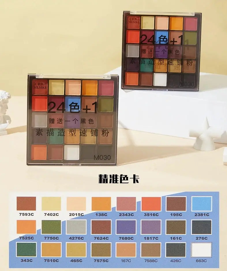 Two 24-color soft pastel powder sets in clear cases, water-soluble for expressive sketching