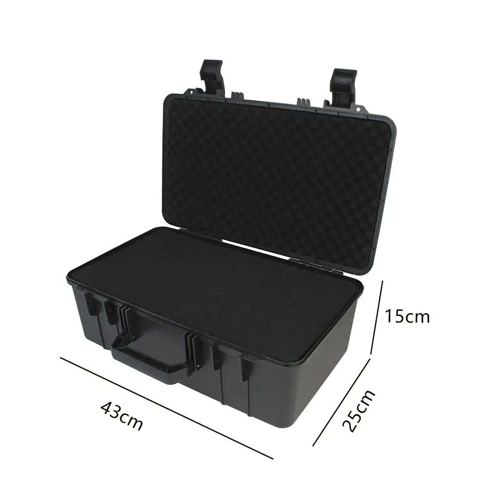 Waterproof hard tool box case by Simples Market, black with foam interior, 43x25x15 cm
