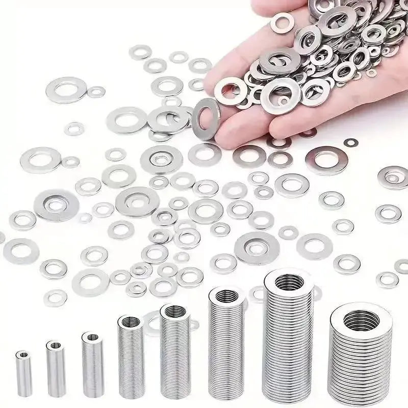 304 Stainless Steel Flat Washers Set 360 And 580 Pieces For Home Decor Kitchen Repair And Shop Use