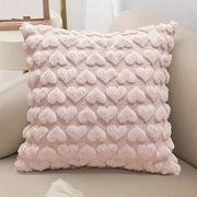 Love plush throw pillow cover in pink with tufted heart pattern from Simples Market for sofa or bed decor