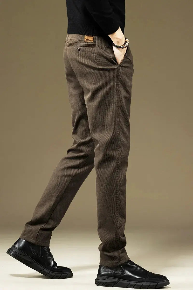 KUBRO men's cotton pants in brown, straight-leg business trousers by Simples Market